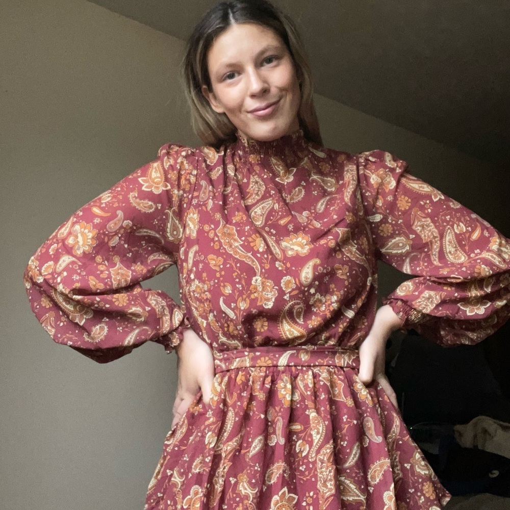 FLYING TOMATO burgundy floor length dress, size medium